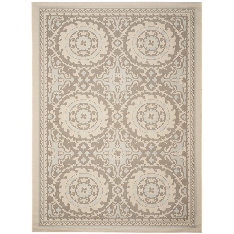 Pemberly Row Polypropylene Beige Indoor Outdoor Rug - 6'7