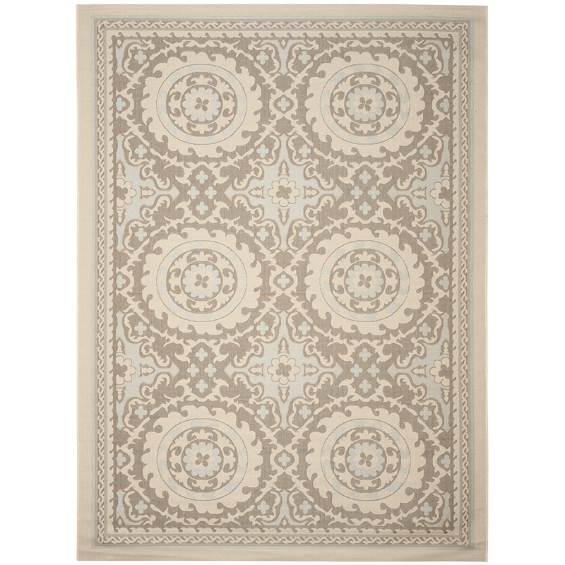 Pemberly Row Polypropylene Beige Indoor Outdoor Rug - 8' x 11'