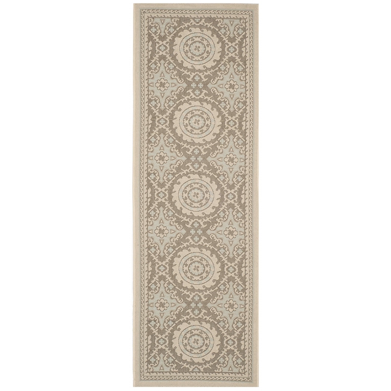 Pemberly Row Polypropylene Beige Indoor Outdoor Rug - Runner 2'7