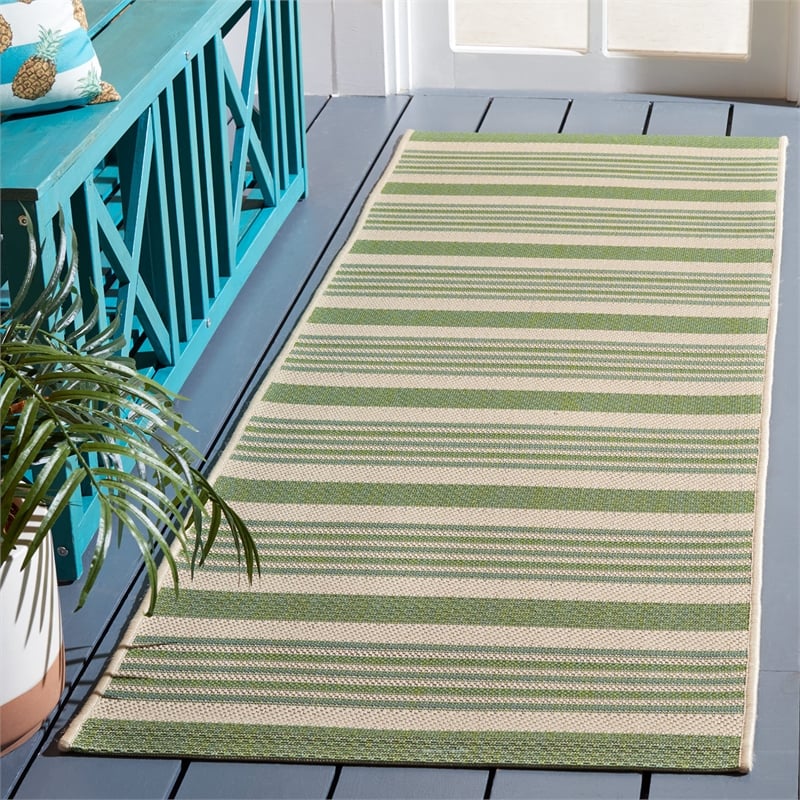 Pemberly Row Polypropylene Beige Indoor Outdoor Rug - Runner 2'3