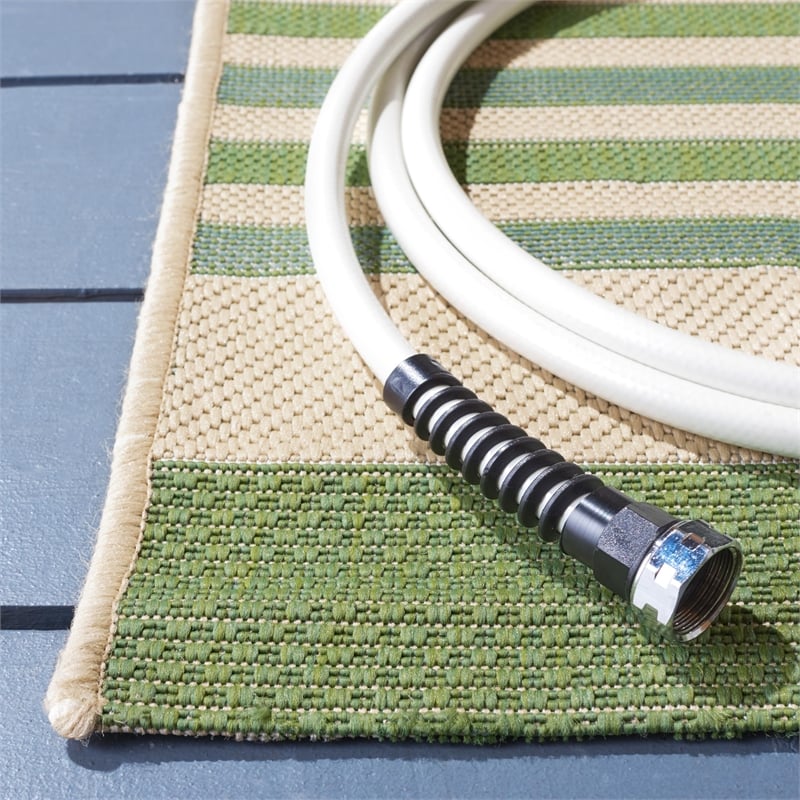 Pemberly Row Polypropylene Beige Indoor Outdoor Rug - Runner 2'3