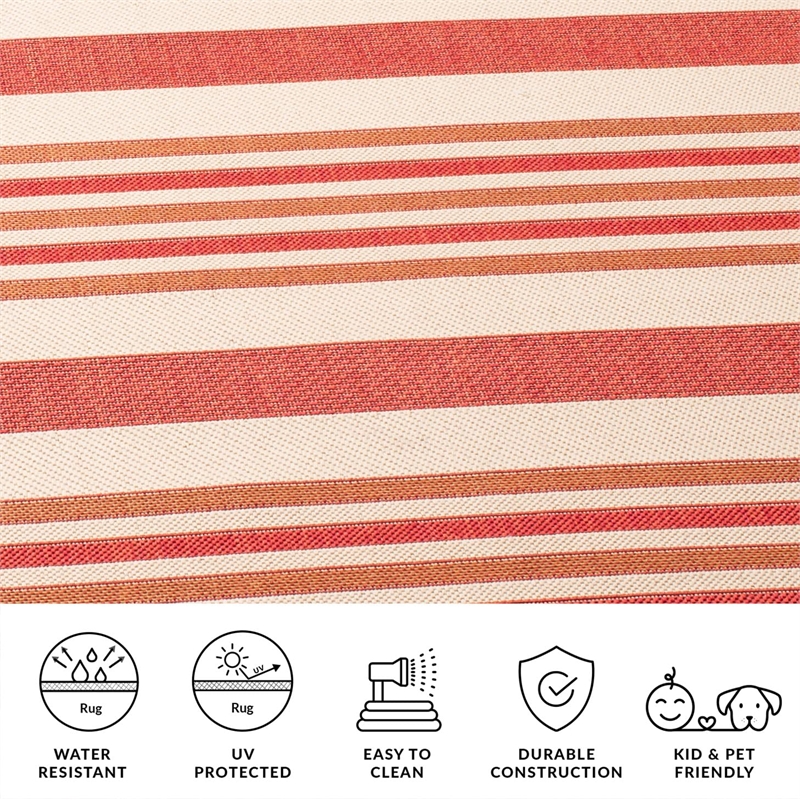 Pemberly Row Polypropylene Beige Indoor Outdoor Rug - 2'7