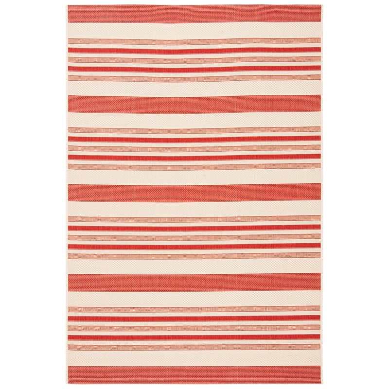 Pemberly Row Polypropylene Beige Indoor Outdoor Rug - 4' x 5'7