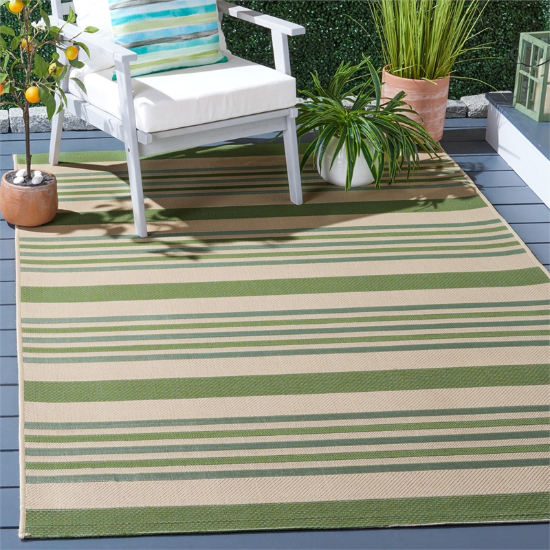 Pemberly Row Polypropylene Beige Indoor Outdoor Rug - 5'3