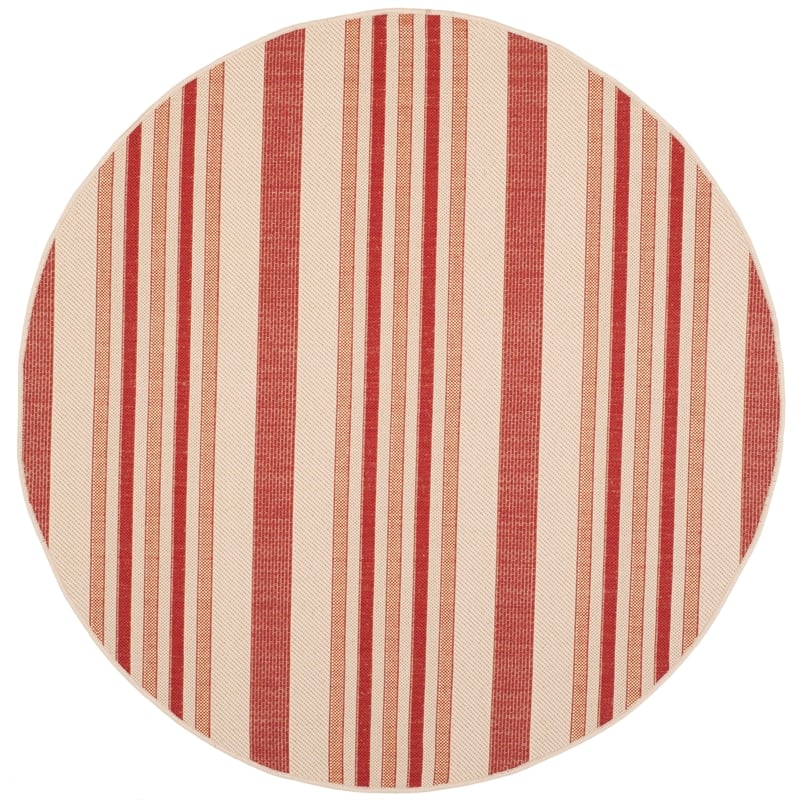 Pemberly Row Polypropylene Beige Indoor Outdoor Rug - Round 5'3