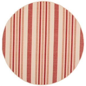 Pemberly Row Polypropylene Beige Indoor Outdoor Rug - Round 5'3&quot