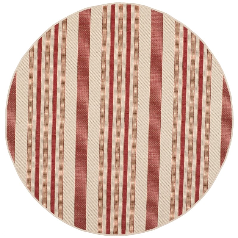 Pemberly Row Polypropylene Beige Indoor Outdoor Rug - Round 6'7