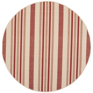 Pemberly Row Polypropylene Beige Indoor Outdoor Rug - Round 6'7&quot