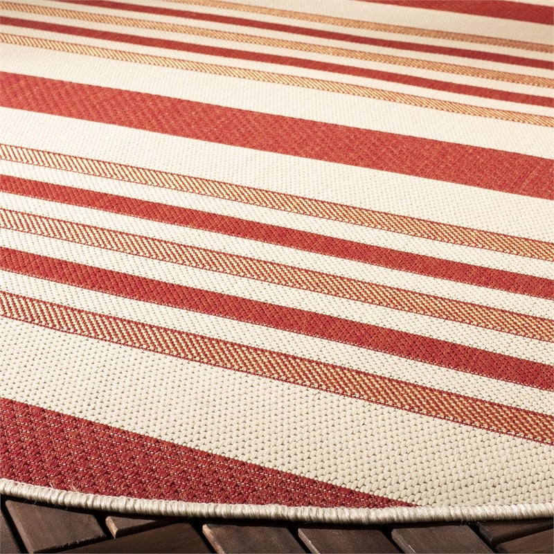 Pemberly Row Polypropylene Beige Indoor Outdoor Rug - Round 6'7