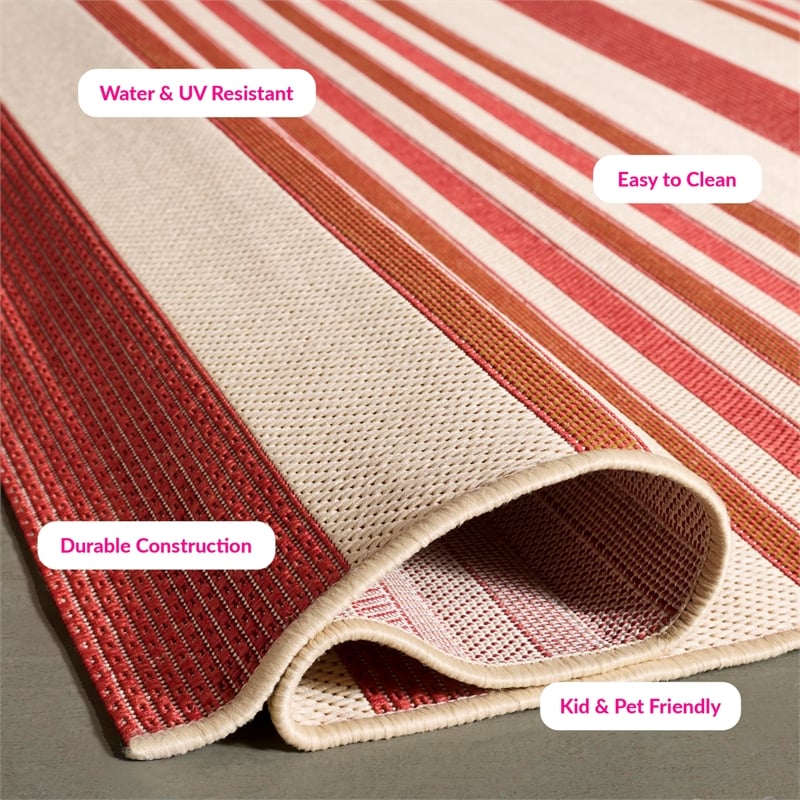 Pemberly Row Polypropylene Beige Indoor Outdoor Rug - Square 6'7