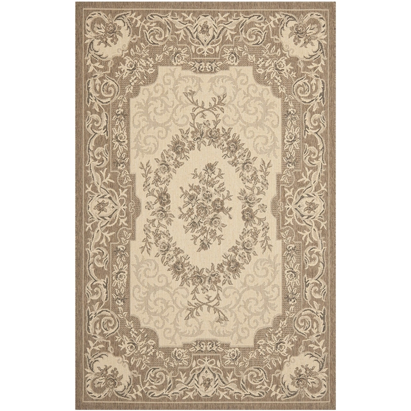 Pemberly Row Polypropylene Creme Indoor Outdoor Rug - 4' x 5'7