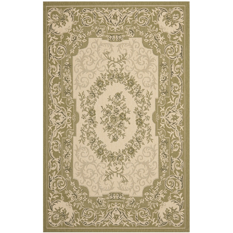 Pemberly Row Polypropylene Cream Indoor Outdoor Rug - 4' x 5'7