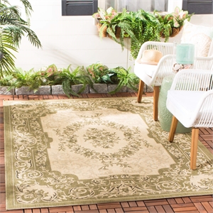 Pemberly Row Polypropylene Cream Indoor Outdoor Rug - 9' x 12'
