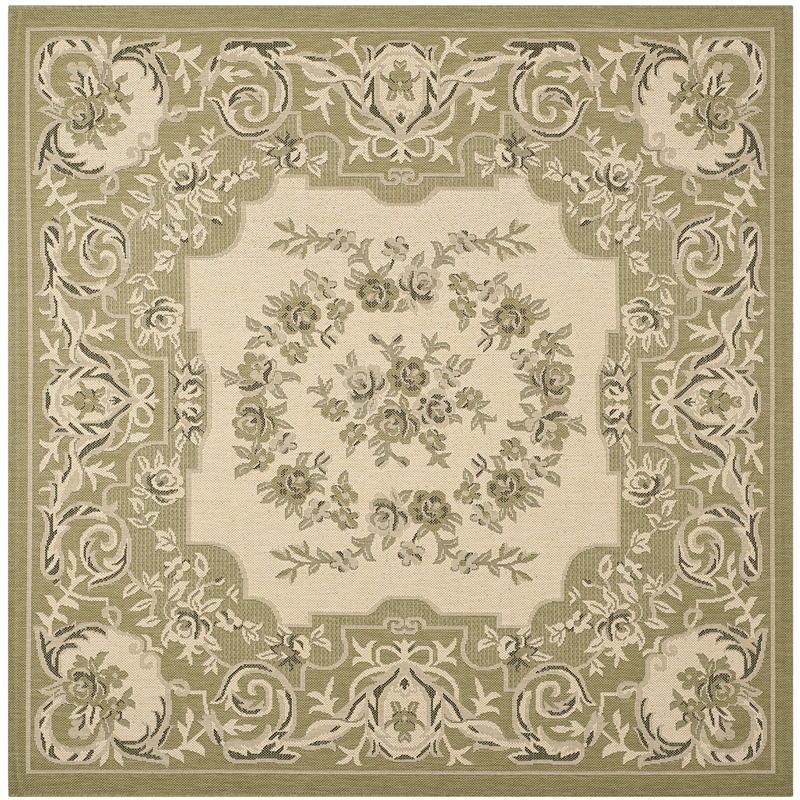 Pemberly Row Polypropylene Cream Indoor Outdoor Rug - Square 6'7