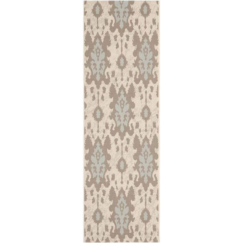 Pemberly Row Polypropylene Beige Indoor Outdoor Rug - Runner 2'7
