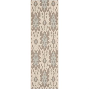 Pemberly Row Polypropylene Beige Indoor Outdoor Rug - Runner 2'7&quot x 8'2&quot