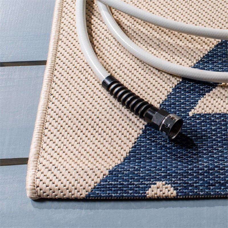 Pemberly Row Polypropylene Beige Indoor Outdoor Rug - 2' x 3'7