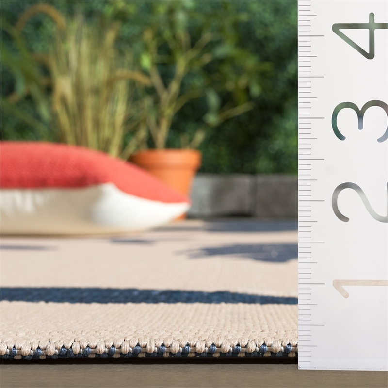 Pemberly Row Polypropylene Beige Indoor Outdoor Rug - 2' x 3'7