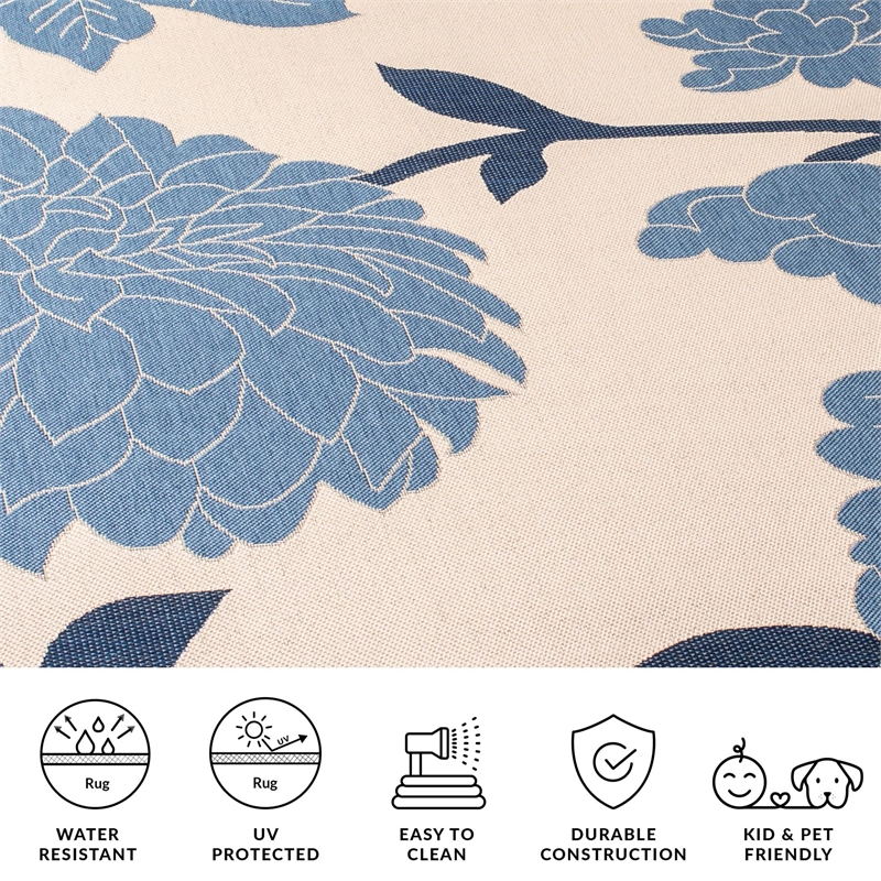 Pemberly Row Polypropylene Beige Indoor Outdoor Rug - 2' x 3'7