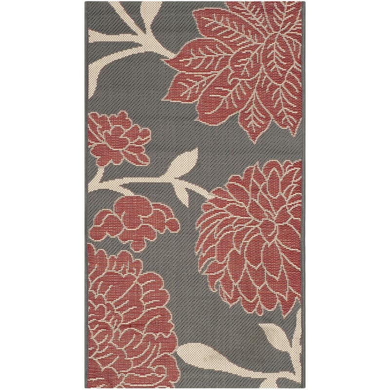 Pemberly Row Polypropylene Anthracite Indoor Outdoor Rug - 2' x 3'7