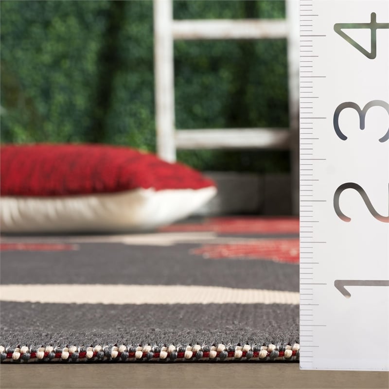 Pemberly Row Polypropylene Anthracite Indoor Outdoor Rug - 2' x 3'7