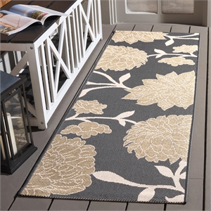 Pemberly Row Polypropylene Anthracite Indoor Outdoor Rug - Runner 2'3&quot x 6'7&quot