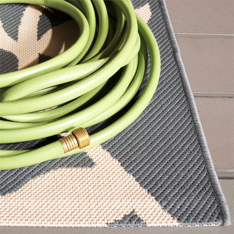 Pemberly Row Polypropylene Anthracite Indoor Outdoor Rug - Runner 2'3