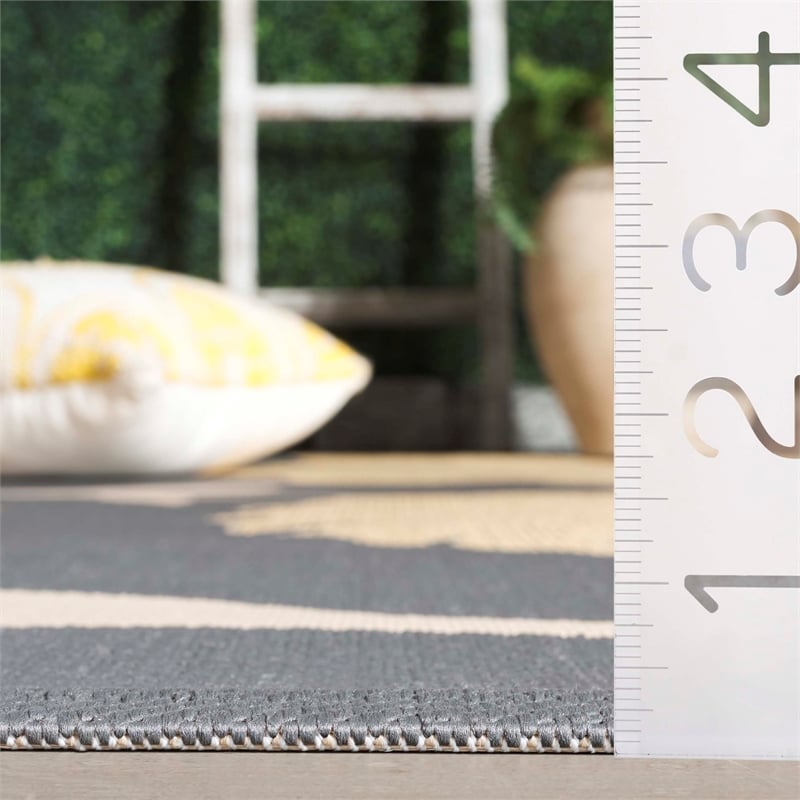 Pemberly Row Polypropylene Anthracite Indoor Outdoor Rug - Runner 2'3