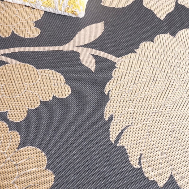 Pemberly Row Polypropylene Anthracite Indoor Outdoor Rug - Runner 2'3