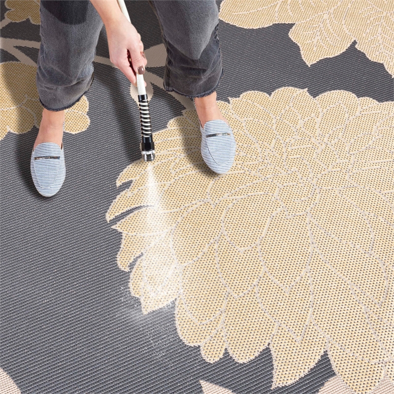 Pemberly Row Polypropylene Anthracite Indoor Outdoor Rug - Runner 2'3