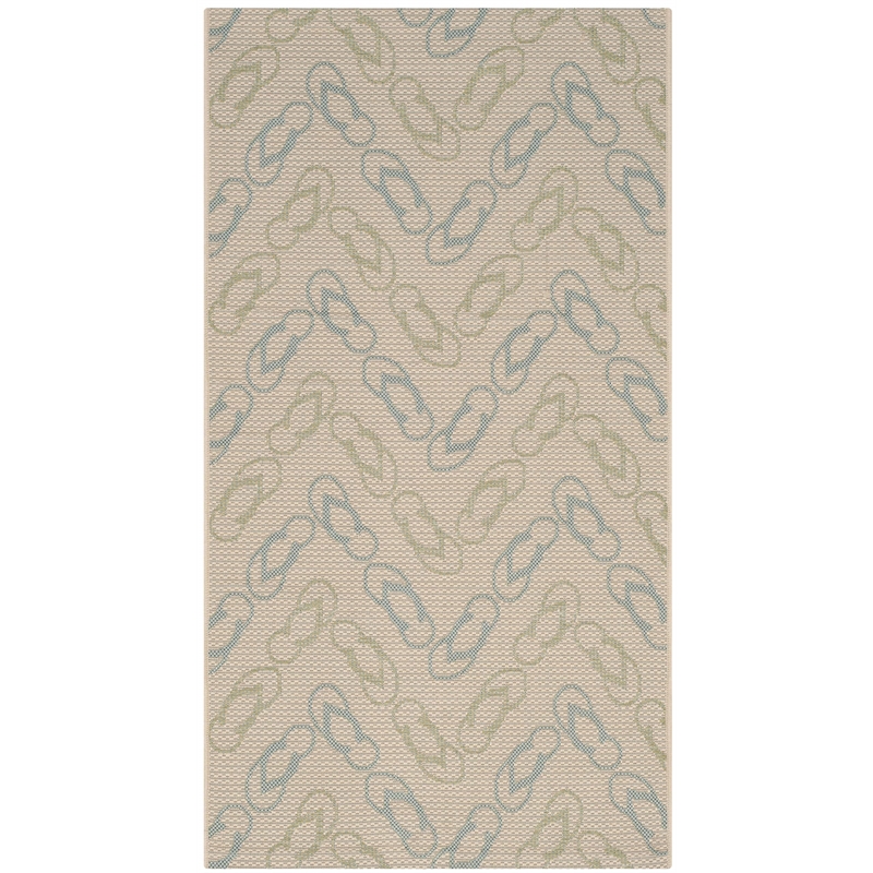 Pemberly Row Polypropylene Beige Indoor Outdoor Rug - 2'7