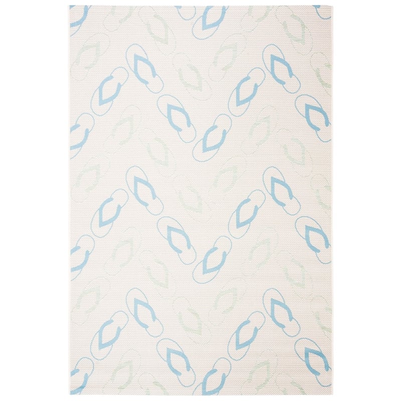 Pemberly Row Polypropylene Beige Indoor Outdoor Rug - 4' x 5'7