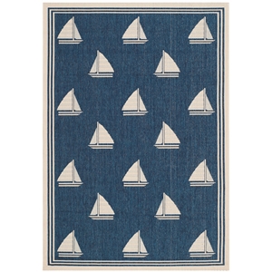 Pemberly Row Polypropylene Navy Indoor Outdoor Rug - 4' x 5'7&quot