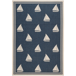 Pemberly Row Polypropylene Navy Indoor Outdoor Rug - 6'7&quot x 9'6&quot