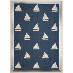 Pemberly Row Polypropylene Navy Indoor Outdoor Rug - 8' x 11'