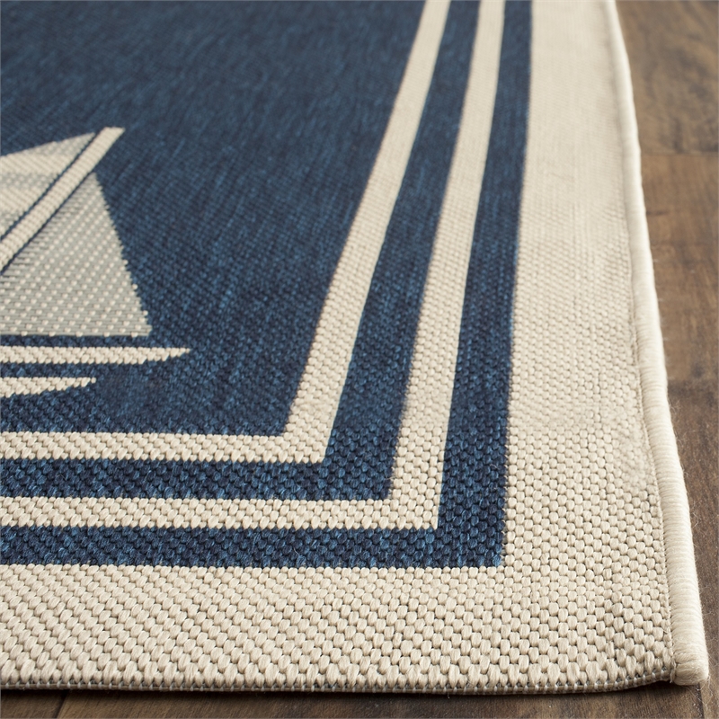 Pemberly Row Polypropylene Navy Indoor Outdoor Rug - 8' x 11'