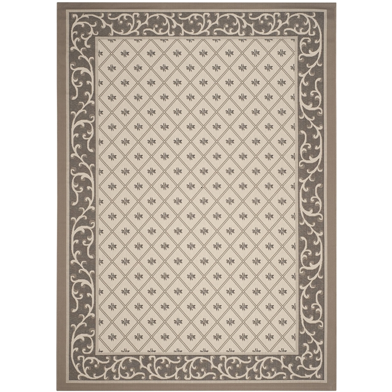 Pemberly Row Polypropylene Beige Indoor Outdoor Rug - 5'3