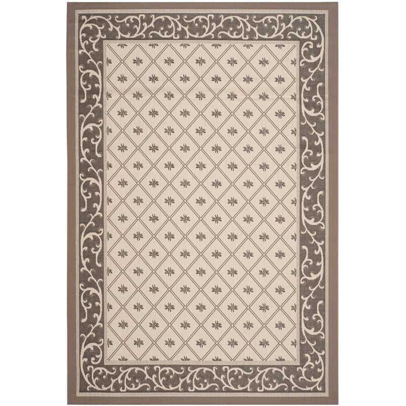 Pemberly Row Polypropylene Beige Indoor Outdoor Rug - 6'7
