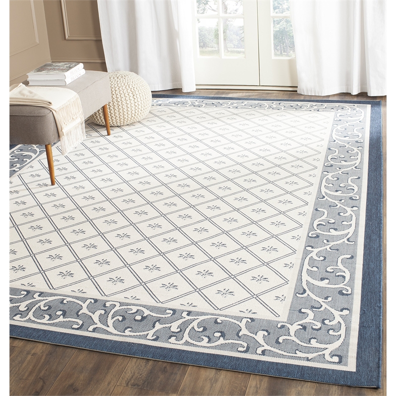 Pemberly Row Polypropylene Beige Indoor Outdoor Rug - 2'7