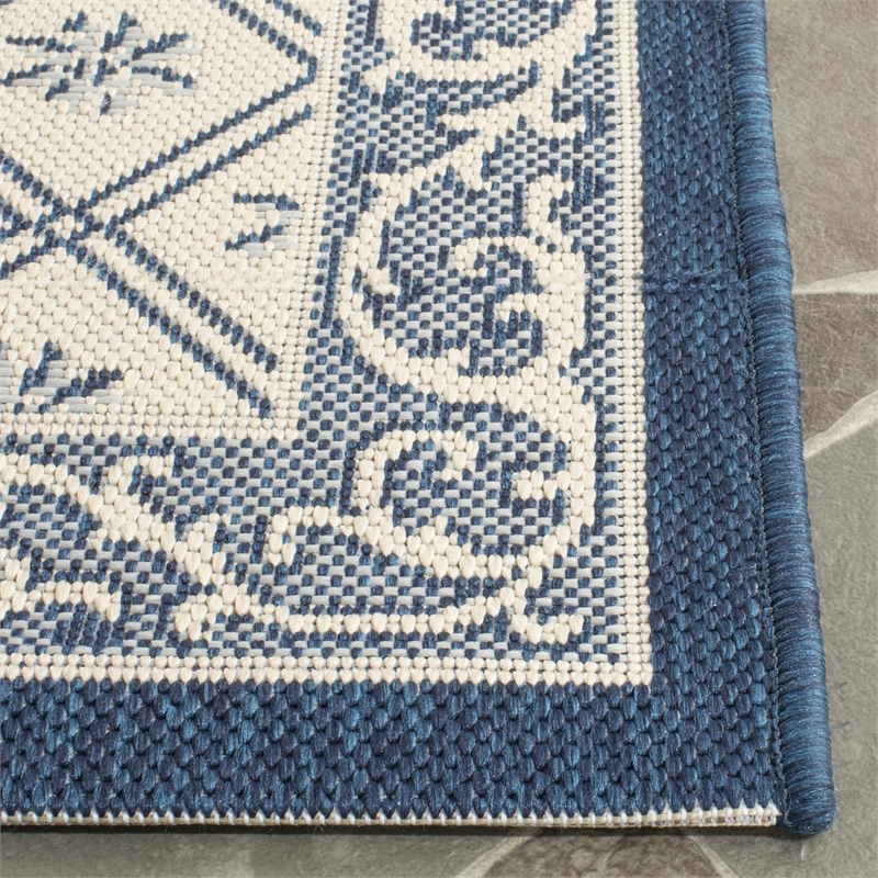 Pemberly Row Polypropylene Beige Indoor Outdoor Rug - 4' x 5'7