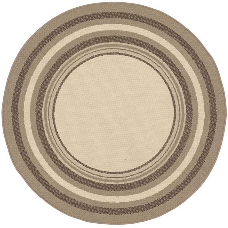 Pemberly Row Polypropylene Beige Indoor Outdoor Rug - Round 5'3