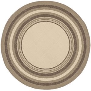 Pemberly Row Polypropylene Beige Indoor Outdoor Rug - Round 5'3&quot