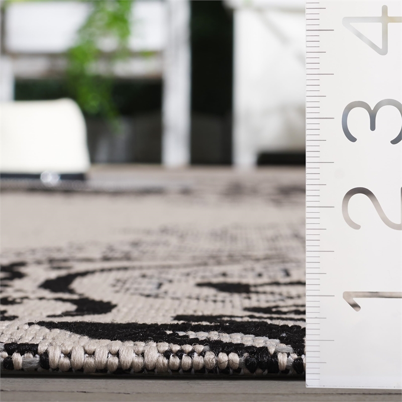 Pemberly Row Polypropylene Creme Indoor Outdoor Rug - Square 7'10