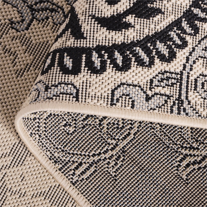 Pemberly Row Polypropylene Creme Indoor Outdoor Rug - Square 7'10