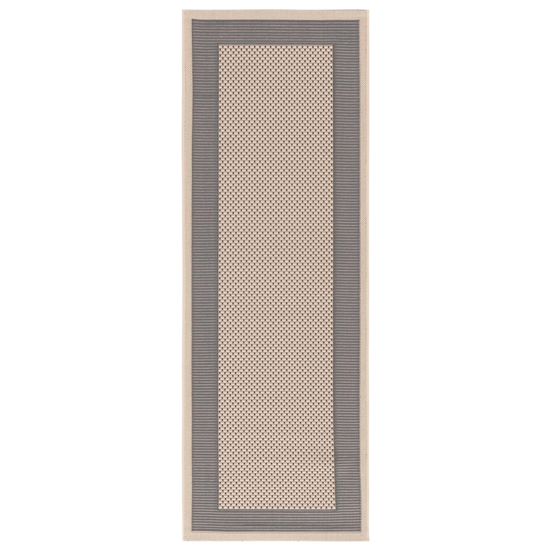 Pemberly Row Polypropylene Grey Indoor Outdoor Rug - Runner 2'3
