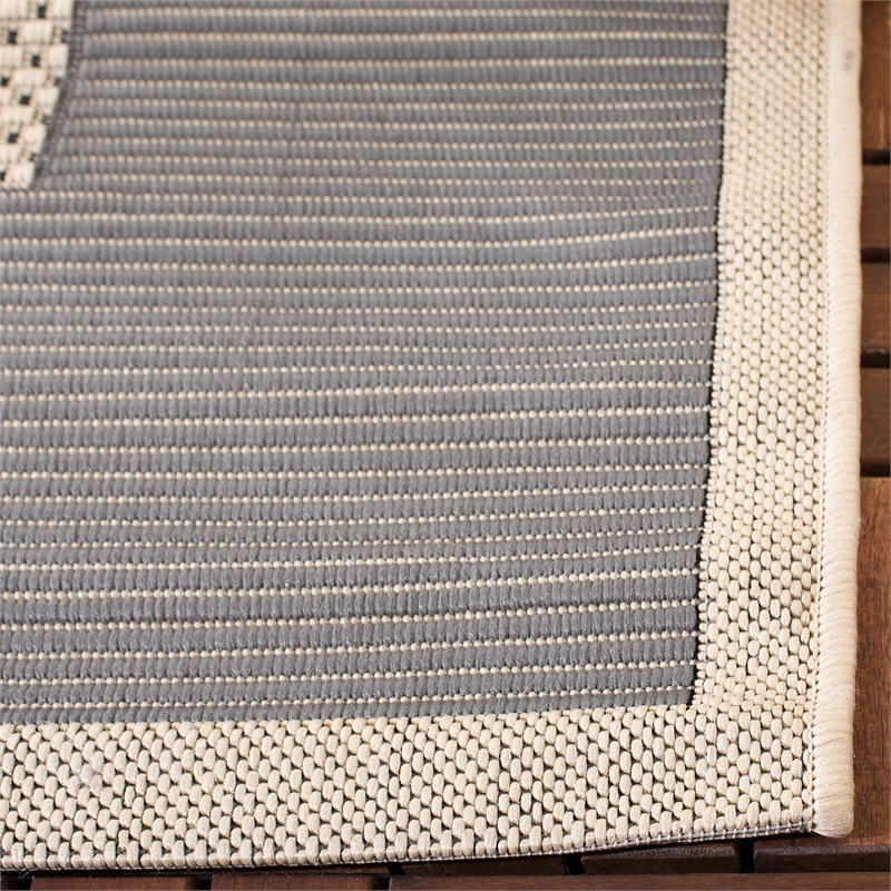 Pemberly Row Polypropylene Grey Indoor Outdoor Rug - Runner 2'3