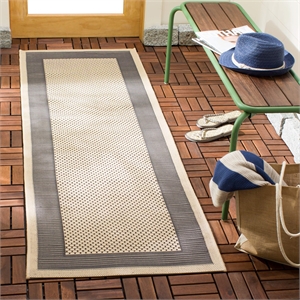 Pemberly Row Polypropylene Grey Indoor Outdoor Rug - Runner 2'4&quot x 14'
