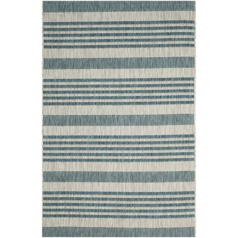 Pemberly Row Polypropylene Grey Indoor Outdoor Rug - 5'3