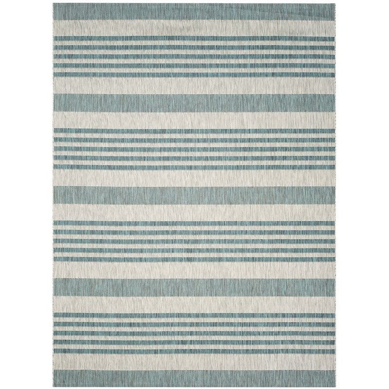 Pemberly Row Polypropylene Grey Indoor Outdoor Rug - 9' x 12'