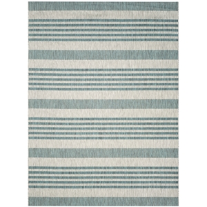 Pemberly Row Polypropylene Grey Indoor Outdoor Rug - 9' x 12'